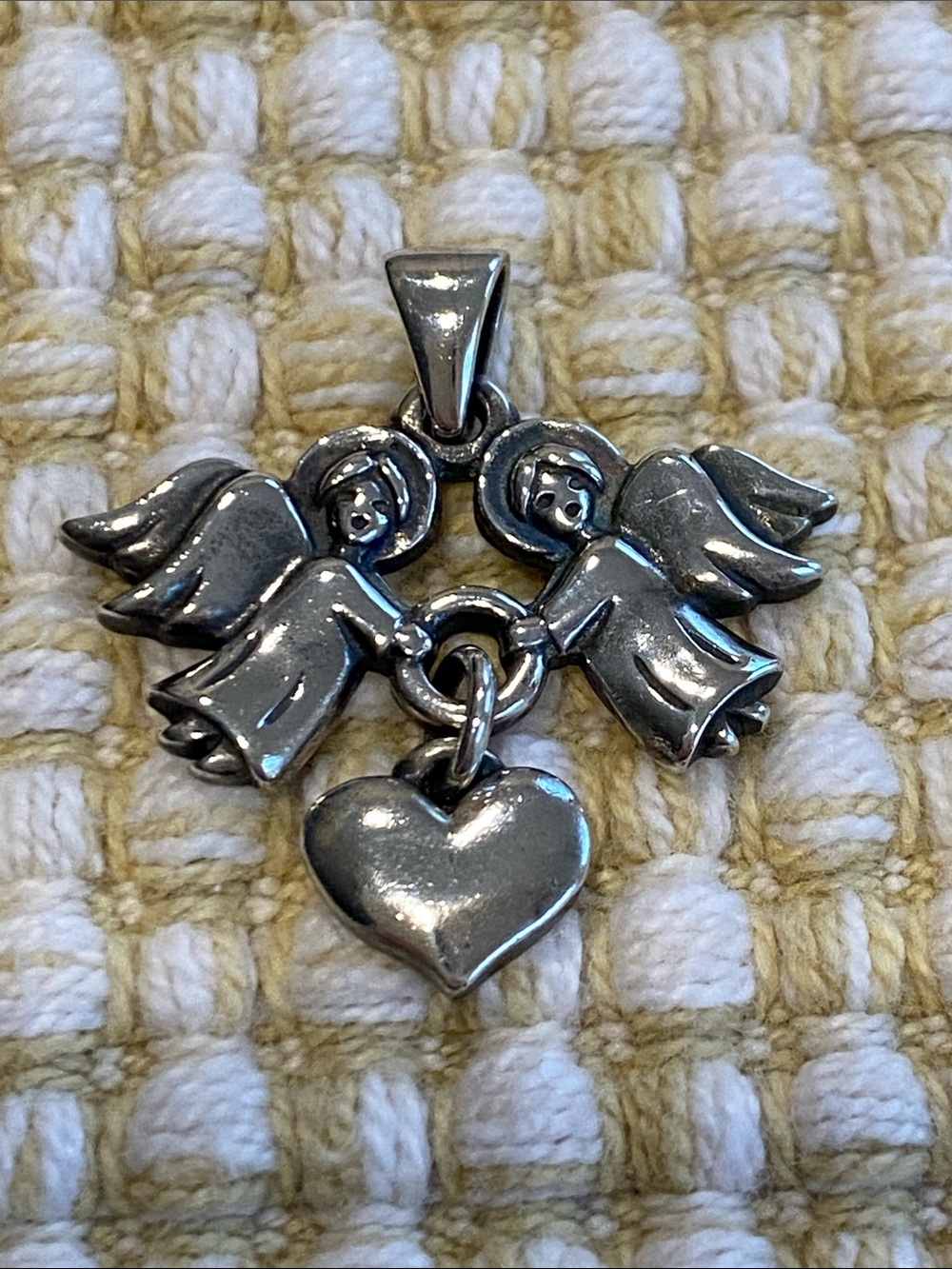 JAMES AVERY-Retired-Sterling Silver Guardian Angels Heart Charm or Pendant